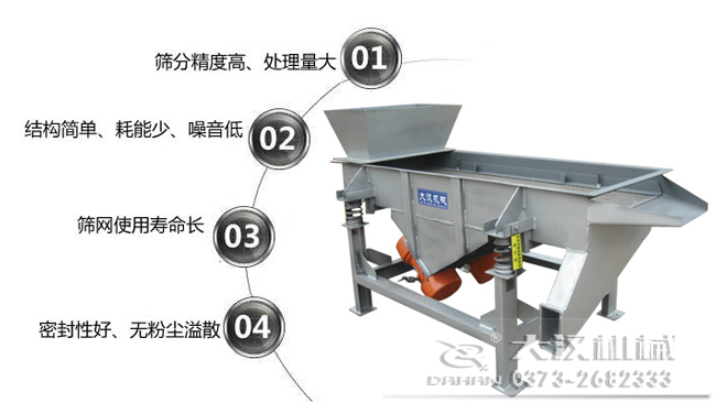 1016型直線振動(dòng)篩特點(diǎn)：1，篩分精度高，處理量大。2，結(jié)構(gòu)簡(jiǎn)單，耗能少，噪音低，3，篩網(wǎng)使用壽命長(zhǎng)，密封性好無(wú)粉塵溢散。